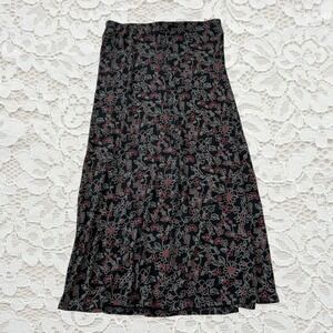 vintage 90s floral printed maxi skirt with buttons